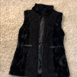 Nordstrom’s  black faux  fur mink leather vest med
